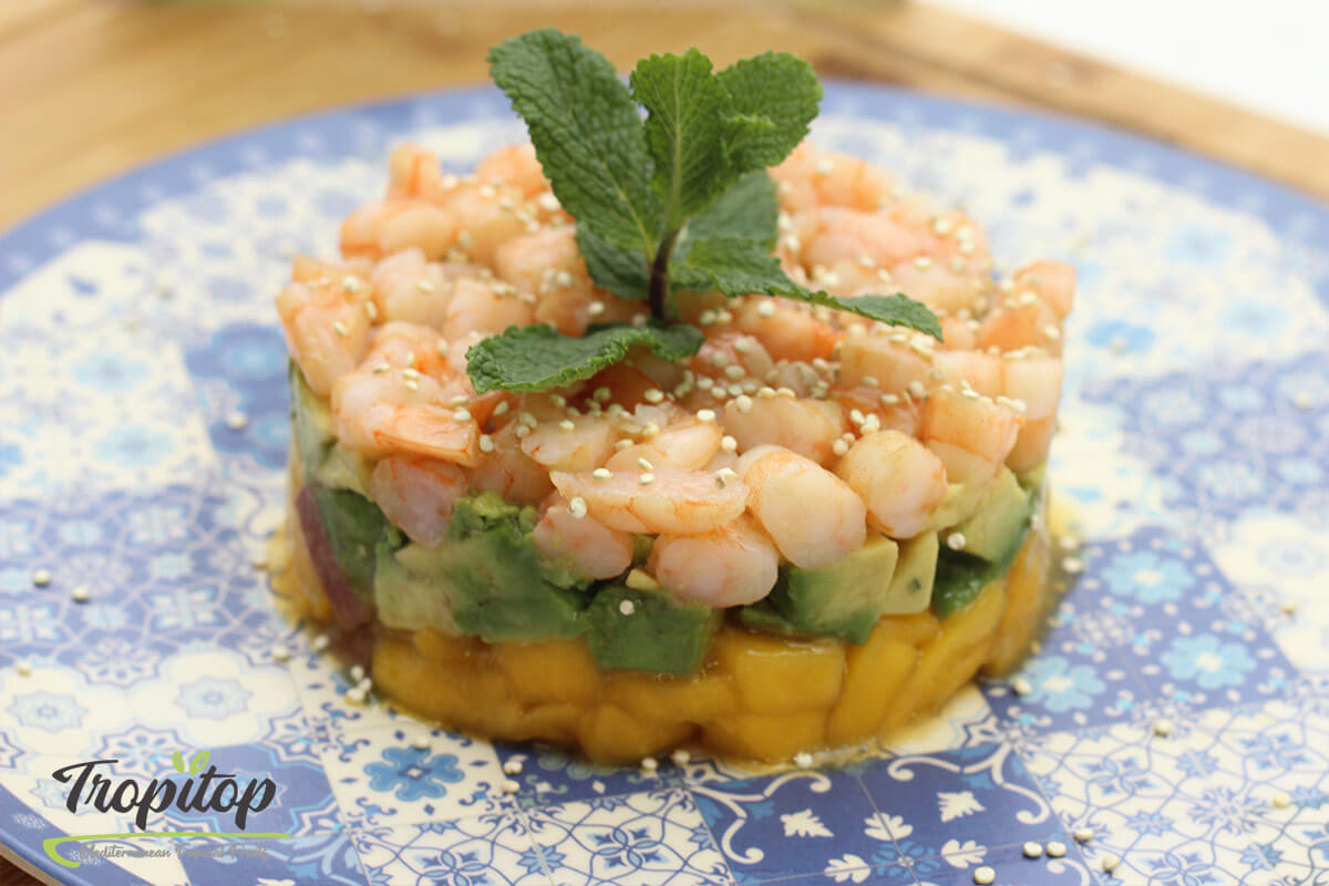 Tartar de Langostinos con Aguacate y Mango